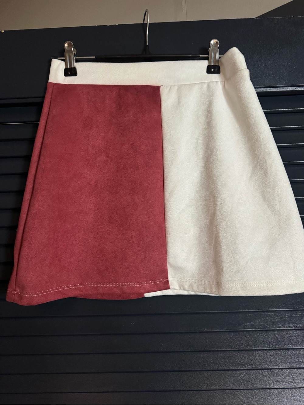 Altar’d State Red Cream Colorblock Mini Skirt S